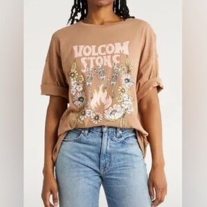 Volcom Brown Graphic Relaxed T-Shirt Brand New